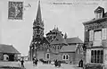 Maure-de-Bretagne ː la nouvelle église au début du XXe&nbsp;siècle (carte postale).