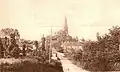 Maure-de-Bretagne ː l'arrivée depuis la route de Campel (carte postale).