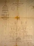 Plan de la façade de l'église de Maxent (dessin d'Arthur Regnault).