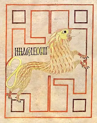 Le lion, symbole de saint Marc, évangéliaire d'Echternach