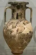 Hydrie. Sphinx à protomé féminin. Paros, fin VIIe - début VIe siècle.Musée arch. Mykonos