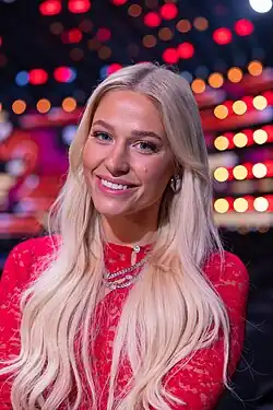 Description de l'image Melodifestivalen 2025, deltävling 2, Göteborg, presskonferens torsdag Klara Hammarström 02.jpg.