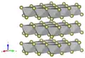 Structure cristalline de la mélonite (Wyckoff 1963), alignement standard cristallographique.
