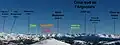 Panorama légendé - au nord-est de la station - de la partie centrale du massif franco-italien du Mercantour-Argentera depuis les pistes de ski du Raton (2027 m).