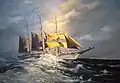 Le Mercator en haute mer, peinture par Yasmina (Ostende, Belgique)