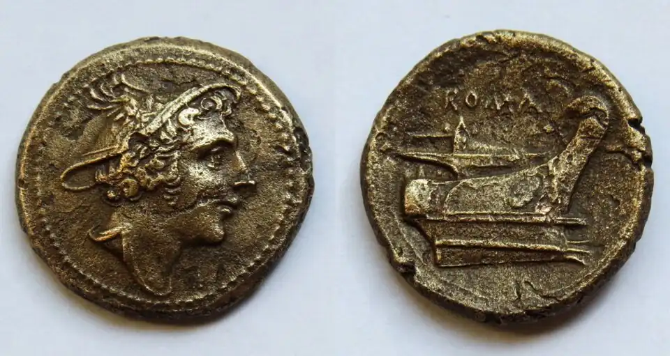 Portrait de Mercure sur une Semuncia en bronze (215-211 av. J.-C.)
