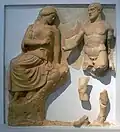 Métope classique sévère des Travaux d'Hercule, temple de Zeus à Olympie.