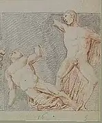 Dessin représentant le combat entre un homme et un centaure.