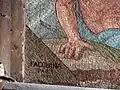 Détail de la mosaïque de l’archange Saint Michel (date et signature)