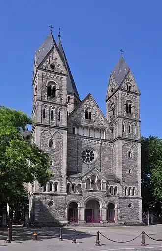 Le Temple Neuf à Metz (1901-1904), œuvre de l'architecte allemand Conrad Wahn.