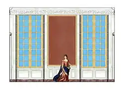 Restitution de la paroi est de l'antichambre de Mme de Maintenon, vers 1700.