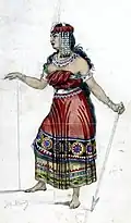 Maquette de costume pour une amazone de Sélika