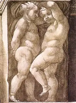 Détail des putti en monochrome.