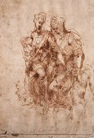 Esquisse de deux femmes et d'un enfant