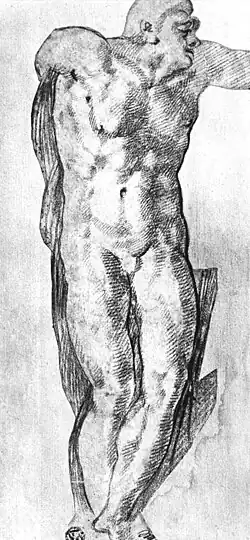 Étude d'homme nu,Michel-Angecraie, 1re moitié du XVIe siècle.