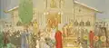Le sacrifice de Domalde devant le temple d'Uppsala (étude pour Midvinterblot de Carl Larsson, 1915).