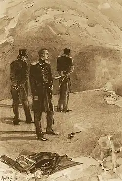 Dessin du roman Un héros de notre temps de Mikhaïl Lermontov, le Duel avec Grouchnitski