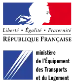 Logo du ministère de l'Équipement, des Transports et du Logement entre 1999 et 2002.