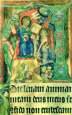 Miniature d'un missel du XIVe siècle illustrant l'introït du premier dimanche de l'Avent.