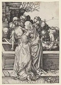 Gravure de la mise au tombeau de Martin Schongauer, BNF.