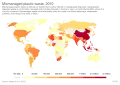 Plastique non recyclé (ou absence de collecte) libéré dans l'environnement. En millions de tonnes par an.