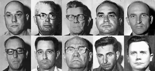 Photographies d'identité judiciaire de plusieurs conspirateurs.