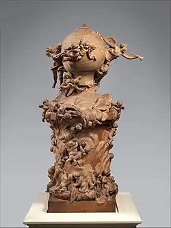 Modèle pour un monument commémorant l’ascension en ballon des physiciens Charles et Robert, 1784, terre cuite, New York, Metropolitan Museum of Art.