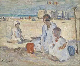 Mère et filles à la plage,ca 1917