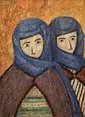 Mohamed Hamri "Personnages" Huile sur toile 60x44 cm