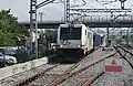 Un train marchandises entrant sur la ligne Castellbisbal / el Papiol - Mollet.