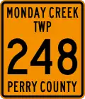 Bouclier route de Monday Creek Township, comté de Perry County, Ohio
