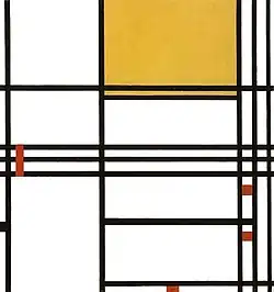 Composition avec noir, blanc, jaune et rouge, entre 1939 et 1942, huile sur toile, 79,6&nbsp;×&nbsp;74,2&nbsp;cm, The Phillips Collection.