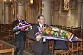 Michel Pocard, président de l'amicale du 117e RI., dans l'église Saint-Pavin du Mans.