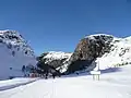 Les gorges de la Sarenne depuis l'extrémité aval de la piste noire Sarenne.