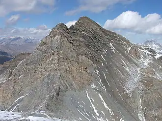 Vue de la tête de l'Enchastraye depuis le rocher des Trois-Évêques.