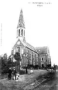 L'église paroissiale de Monterfil au début du XXe&nbsp;siècle (carte postale Edmond Mary-Rousselière).