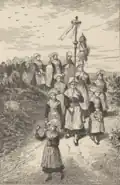 Adolphe Orain : Enterrement de jeune fille à Monterfil (dessin, 1882).