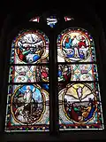 Vitrail de la confrérie du Rosaire : les mystères glorieux, église Saint-Laurent.