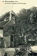 La chapelle de pèlerinage Notre-Dame de Montmélian, à Saint-Witz (95), issue de la transformation d'une grange à partir de 1800, et toujours existant bien que pensée comme solution provisoire. Début du XXe&nbsp;siècle.