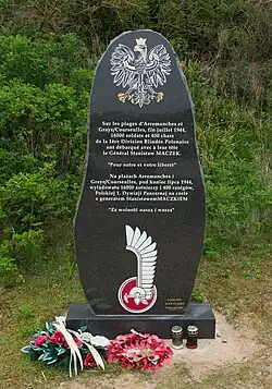 Mémorial en l'honneur de la Ière Division Blindée Polonaise, Normandie 1944, Graye/Courseulles, Calvados.