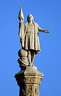 Détail du monument à Colomb édifié sur la Plaza Colón de Madrid.