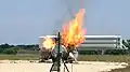 L'atterrisseur Morpheus en flammes le 9 août 2012.