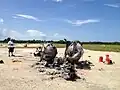 L'atterrisseur Morpheus complètement détruit après les deux explosions consécutives à son accident.