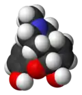 Vue 3D de la molécule de morphine.