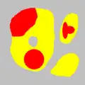 Ensemble de référence X (jaune et rouge) et marqueur M (rouge)