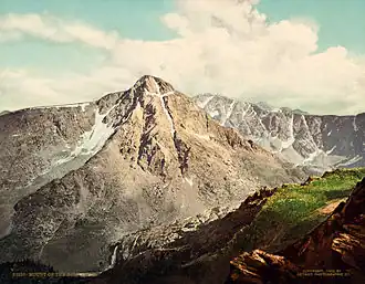 Vue (inversée) du sommet vers 1900 avec la « croix » qui lui vaut son nom bien visible.