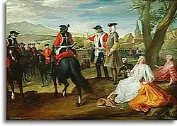 Robert Paul Ponce Antoine, Revue de Mousquetaires-Noirs dans la plaine des Sablons, 1729