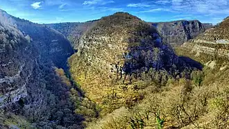 Boucle de la Loue dans les gorges de Nouailles.