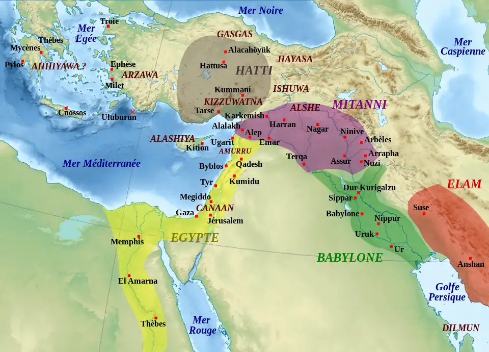 Moyen-Orient, époque des Lettres d'Amarna, vers 1360 av. J.-C..