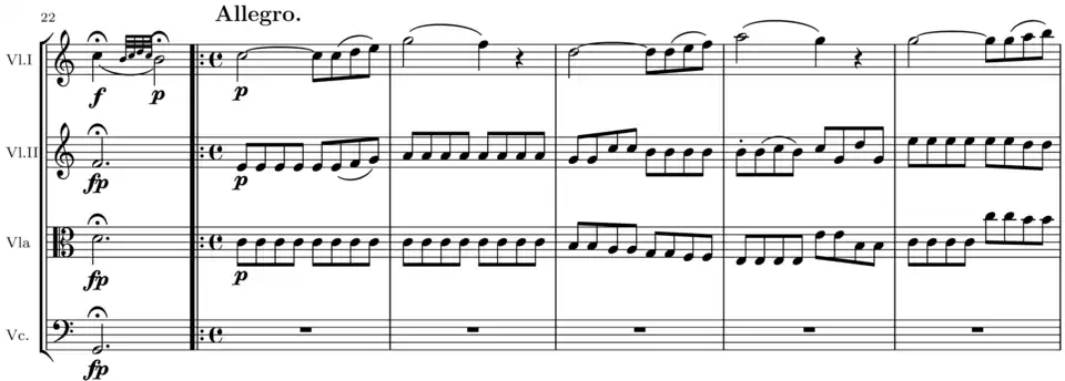Extrait du premier mouvement de ce quatuor : Thème